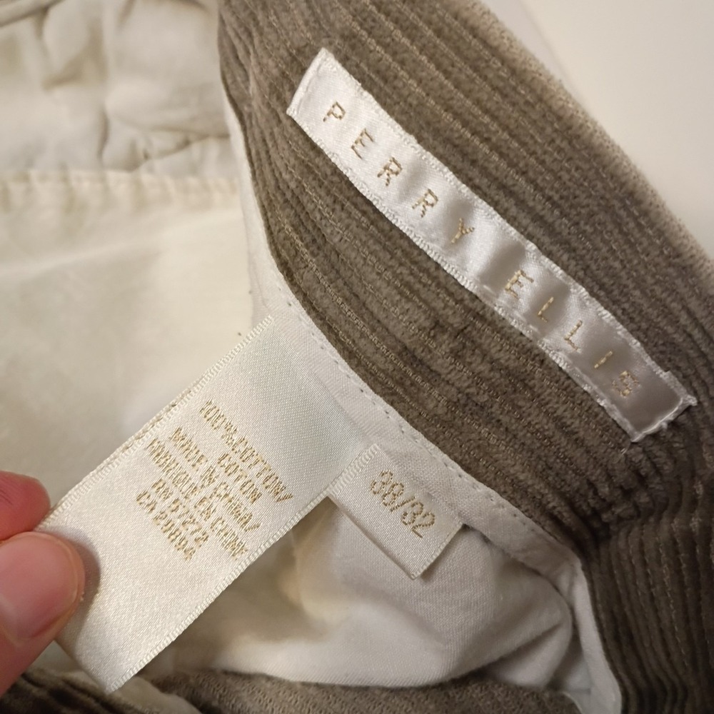 Vtg Perry Ellis Cottons Corduroy Pants Mens 38/32‎ (31) Tan Wide Leg Pleated Y2K - Picture 3 of 12